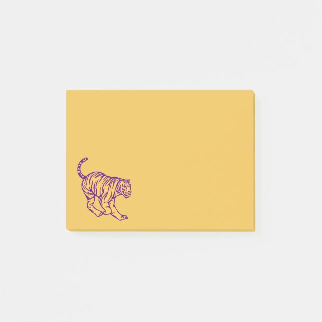 Purple Stripes Wild Cat Tiger Illustration Post-it Notes (Front)