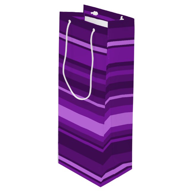 Purple stripes wine gift bag (Front Angled)