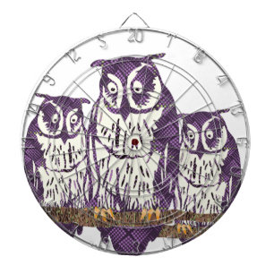 Purple Stylised Geometric Owl Family Dartboard