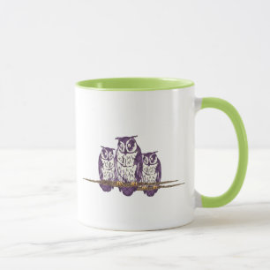 Purple Stylised Geometric Owl Family Mug