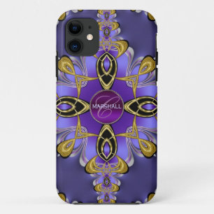 Purple Stylish Satin Lace Art Monogram iPhone Case