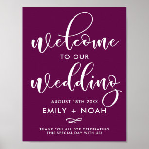 Purple Stylish Script Welcome to Our Wedding Sign