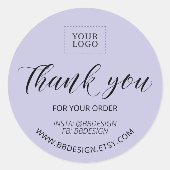 Purple Stylish Small Business Thank you sticker (Front)