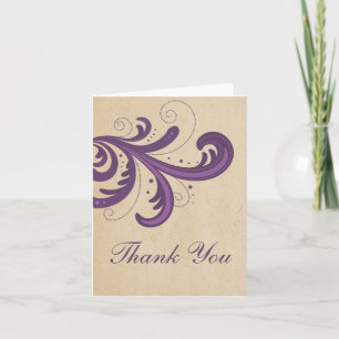 Purple Stylish Swirls Thank You Card