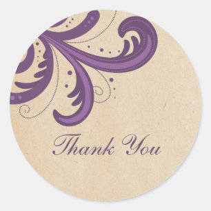 Purple Stylish Swirls Thank You Stickers