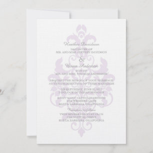 Purple Subtle Damask Wedding Invite