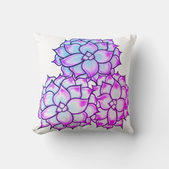 Purple Succulent Bloom Cushion (Front)