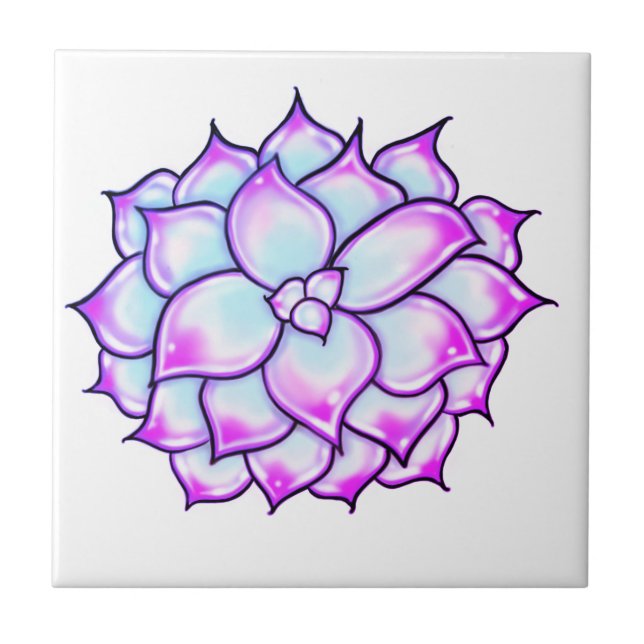 Purple Succulent Bloom Tile (Front)