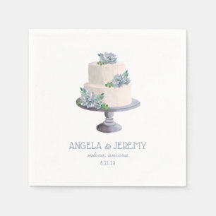 Purple Succulent Wedding Cake Napkin