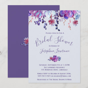 Purple Succulents Bridal Shower Invitation