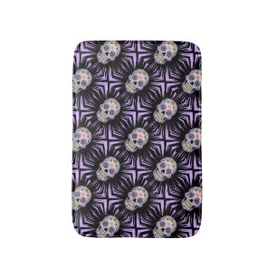 Purple Sugar Skull Bath Mat