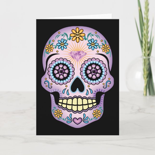 Purple Sugar Skull Card (Front)