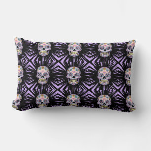 Purple Sugar Skull Lumbar Cushion