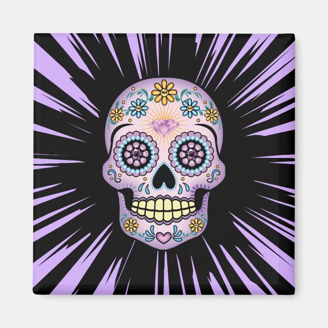 Purple Sugar Skull Magnet (Front)