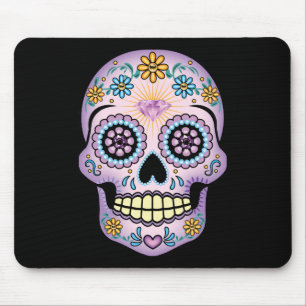 Purple Sugar Skull Mouse Pad