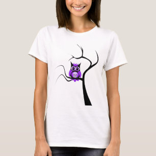 Purple Sugar Skull Owl in Tree T-Shirt