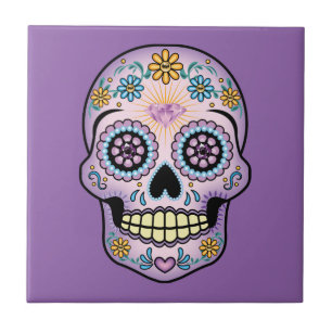 Purple Sugar Skull Tile
