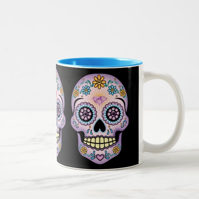 Purple Sugar Skull Two-Tone Coffee Mug (Right)