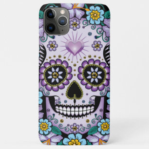Purple Sugar Skull with Flowers Case-Mate iPhone Case
