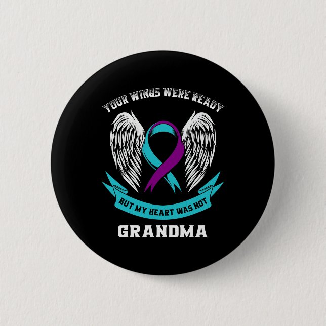 Purple Suicide Awareness Ribbon In Memory Of My Gr 6 Cm Round Badge (Front)