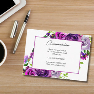 Purple Summer Floral Wedding Accommodation  Enclosure Card