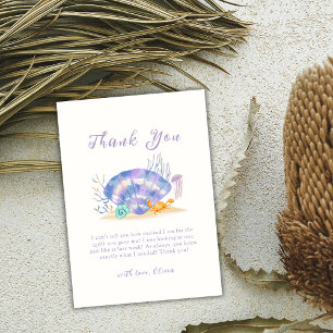 Purple Summer Sea Pearl Girl Baby Shower Thank You Card