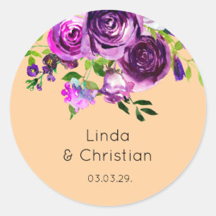 Purple Summer Wedding Classic Round Sticker