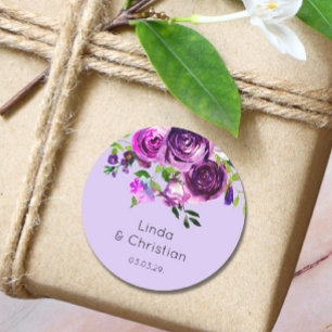 Purple Summer Wedding Classic Round Sticker
