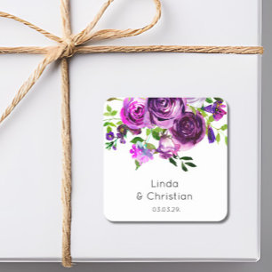 Purple Summer Wedding Square Sticker