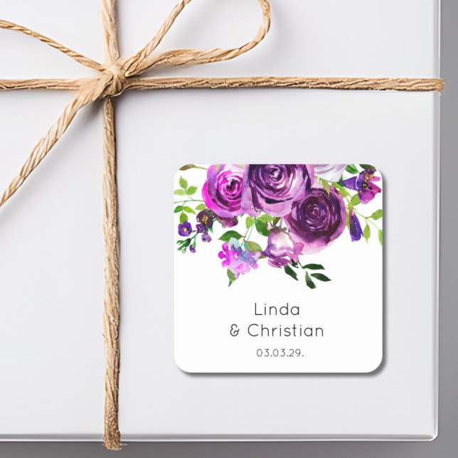 Purple Summer Wedding Square Sticker (Creator Uploaded)