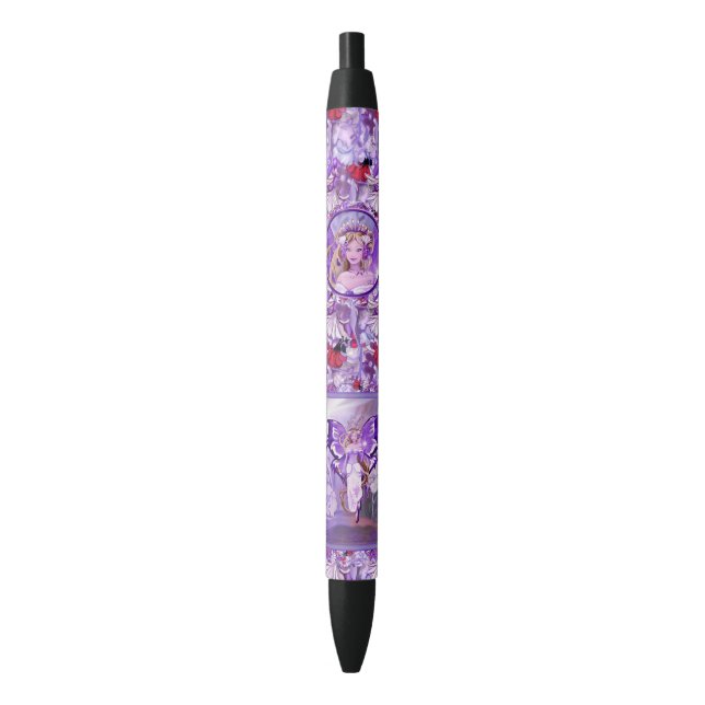 purple sun fairy black ink pen (Front Vertical)