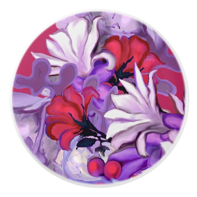 Purple sun Fairy  Ceramic Knob (Front)