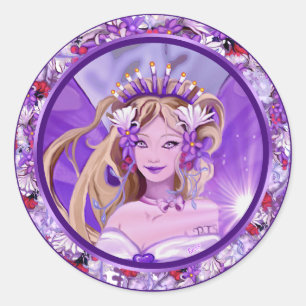 Purple Sun Fairy Classic Round Sticker
