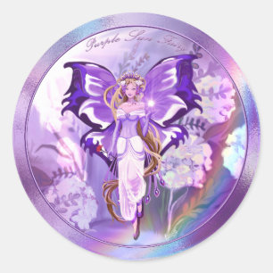 Purple Sun Fairy Classic Round Sticker