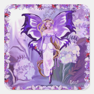 Purple Sun Fairy Classic Square Sticker