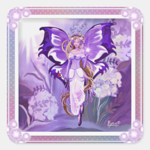 Purple Sun Fairy Classic Square Sticker