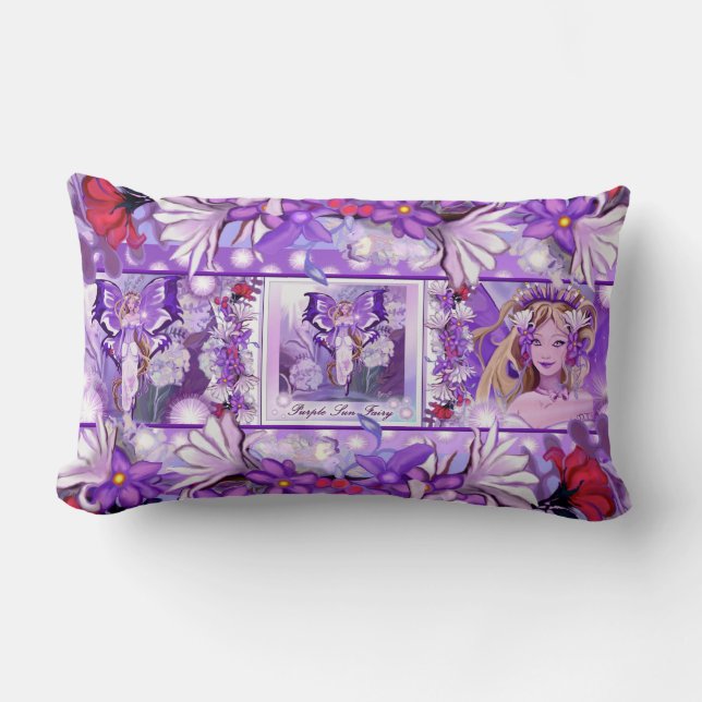 Purple Sun Fairy Lumbar Cushion (Front)