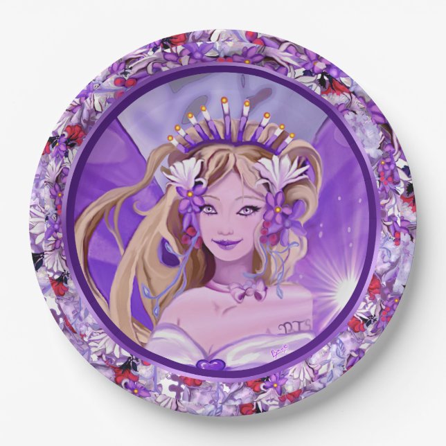 Purple Sun Fairy Paper Plates (Front)