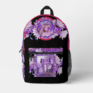 Purple Sun Fairy Printed Backpack