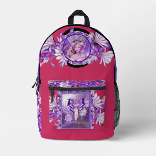 Purple Sun Fairy Printed Backpack