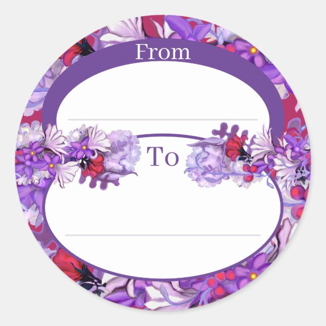 Purple Sun Fairy round sticker (Front)