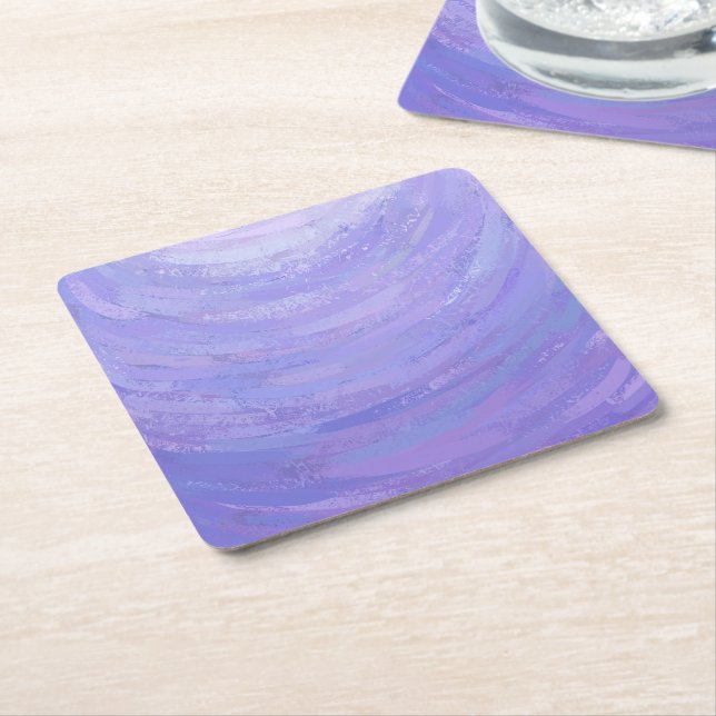 Purple Sun Square Paper Coaster (Angled)