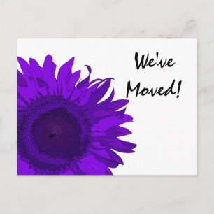 Purple Sunflower Change of Address Announcement Postcard