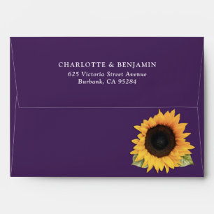Purple Sunflower Envelopes with Return Address