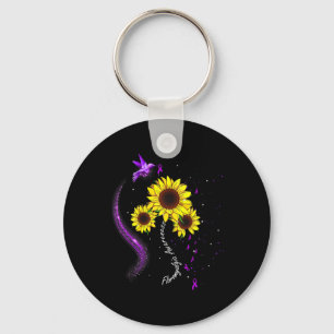 Purple Sunflower Fibromyalgia Awareness Key Ring