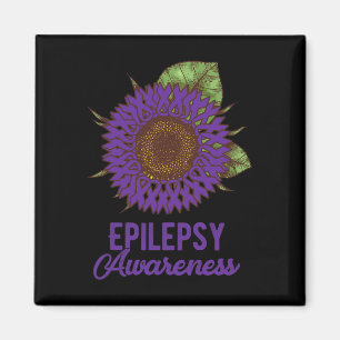 Purple Sunflower Ribbon Epilepsy Awareness Support Magnet