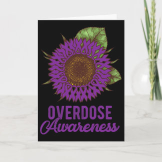 Purple Sunflower Ribbon Overdose Awareness Support Card