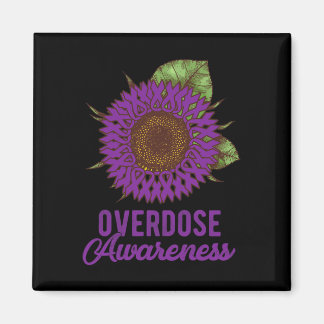 Purple Sunflower Ribbon Overdose Awareness Support Magnet