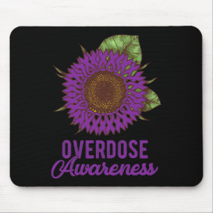 Purple Sunflower Ribbon Overdose Awareness Support Mouse Pad