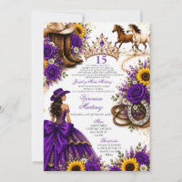 Purple Sunflower Rose Vaquera Quinceañera